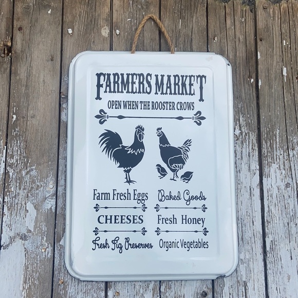 Metal Wall Decoration | “Farmers Market” | White - Picture 1 of 2
